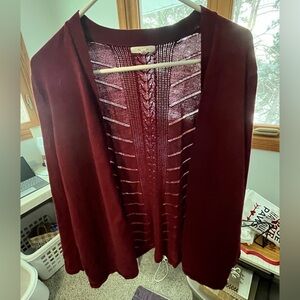 Maurices Deep Red Open-Front Cardigan